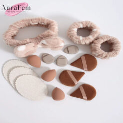 Diadema y esponja de maquillaje multicolor, 15 piezas, estilo dulce, asistente de belleza perfecto